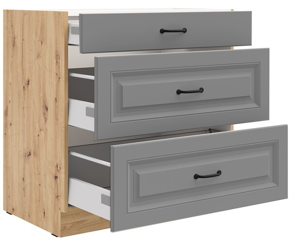Kuchyňská linka STILO ad | 120 + 230 cm | PREMIUM BOX zásuvky | UNI dvířka | artisan/šedá