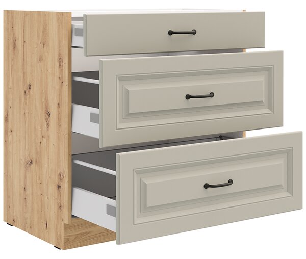 Kuchyňská linka STILO ac | 120 + 230 cm | PREMIUM BOX zásuvky | UNI dvířka | artisan/světle šedá