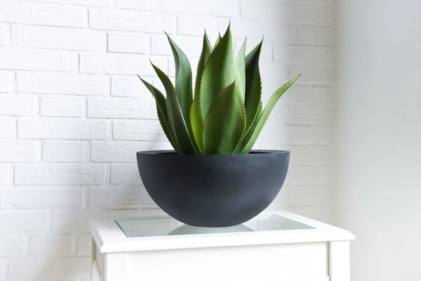 Mísa na květiny CUENCO, sklolaminát, výška 18 cm, antracit