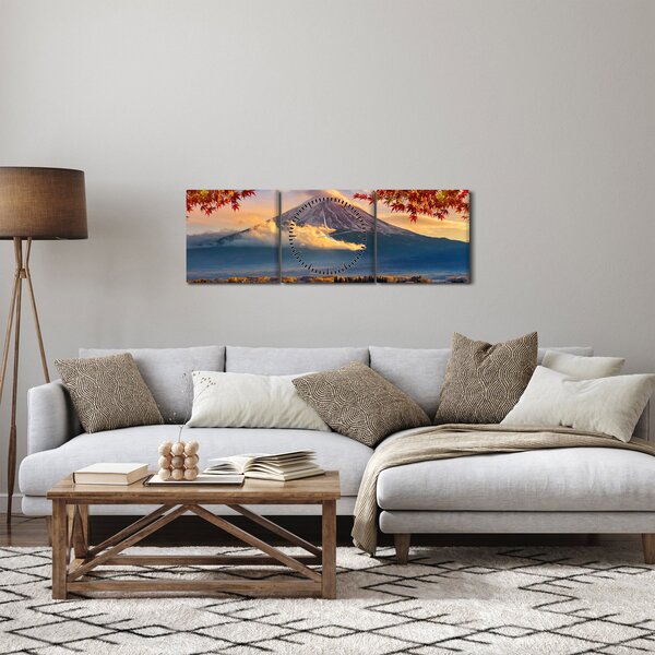 Obraz - Japonsko, Hora Fudži (s hodinami) (90x30 cm)