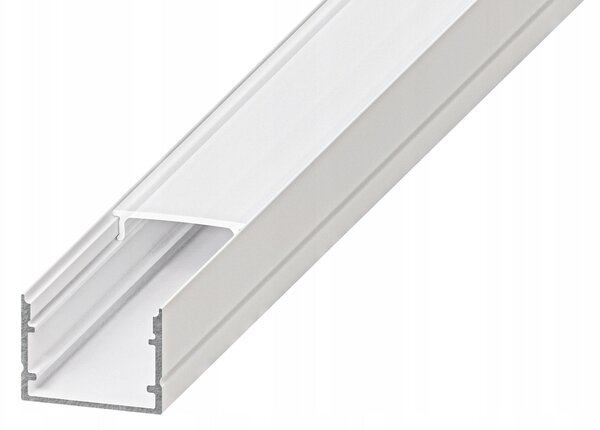 Bílý hliníkový profil pro LED pásek 1 m, pro přisazenou i zápustnou montáž