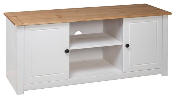 TV skříňka bílá 120 x 40 x 50 cm masivní borovice řada Panama 282672