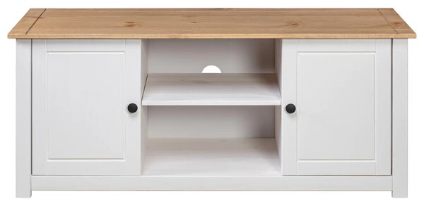 TV skříňka bílá 120 x 40 x 50 cm masivní borovice řada Panama 282672
