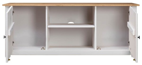 TV skříňka bílá 120 x 40 x 50 cm masivní borovice řada Panama 282672