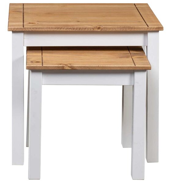 Hnízdové stolky 2 ks bílé masivní borové dřevo řada Panama 282678