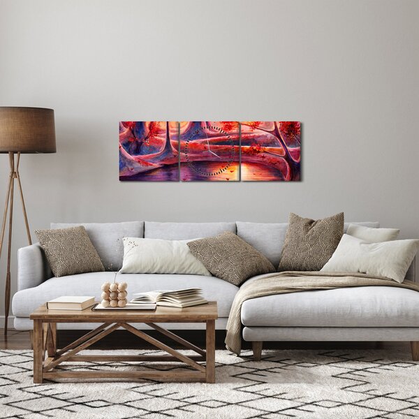 Obraz kouzelného lesa (s hodinami) (90x30 cm)