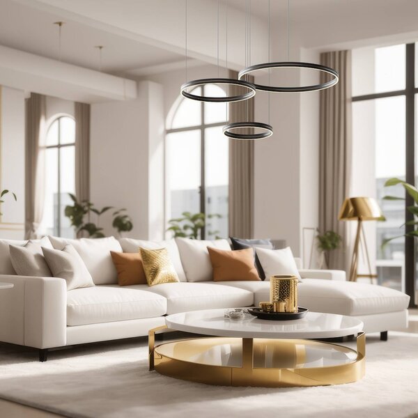 Milagro Lighting Závěsné světlo LED Gravity, 3-fl., kov, černá, 4 000 K, Černá, Obývací pokoj / jídelna, kov, Moderní