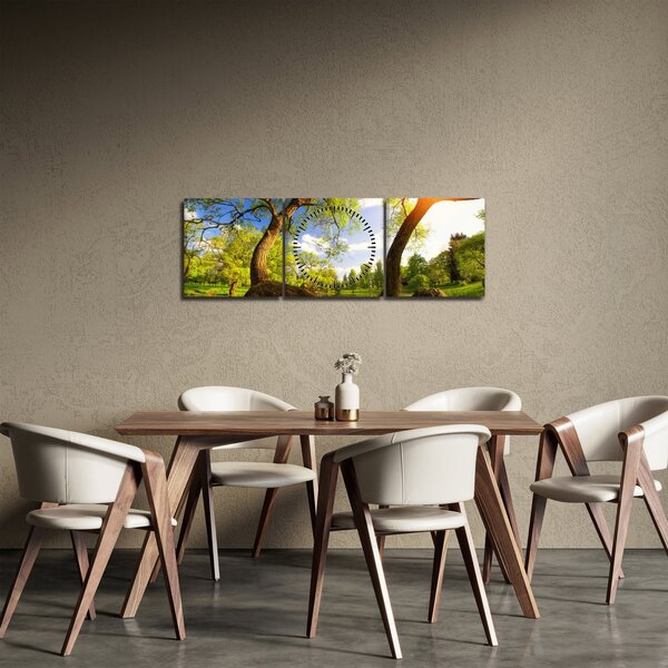 Obraz jarní louky (s hodinami) (90x30 cm)