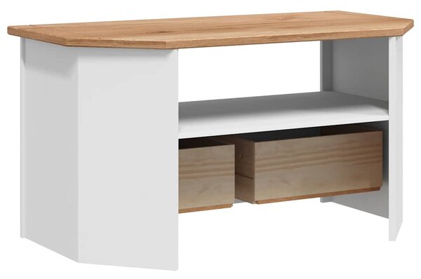 Rohová TV skříňka bílá 93x49x49 cm masivní borovice řada Panama 282687