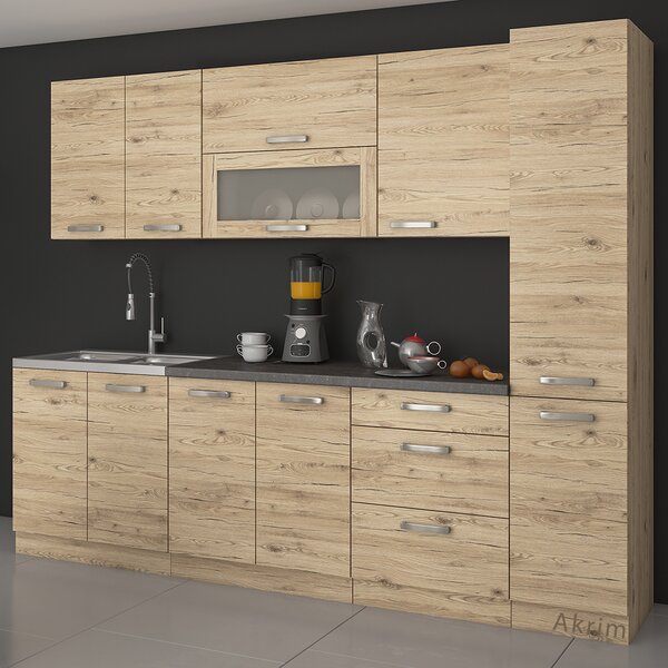 Kuchyňská linka BORDEAUX | 260 cm | UNI provedení | dub bordeaux