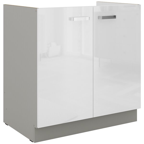 Kuchyňská linka BIANCA sb | 260 cm | UNI dvířka | světle šedá/bílá lesk
