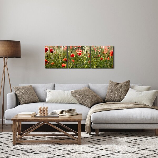 Obraz vlčích máků (s hodinami) (90x30 cm)