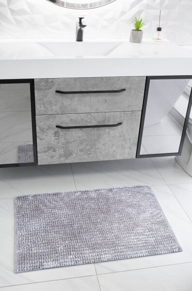 Protiskluzová koupelnová předložka CHENILLE 50x80 cm šedá