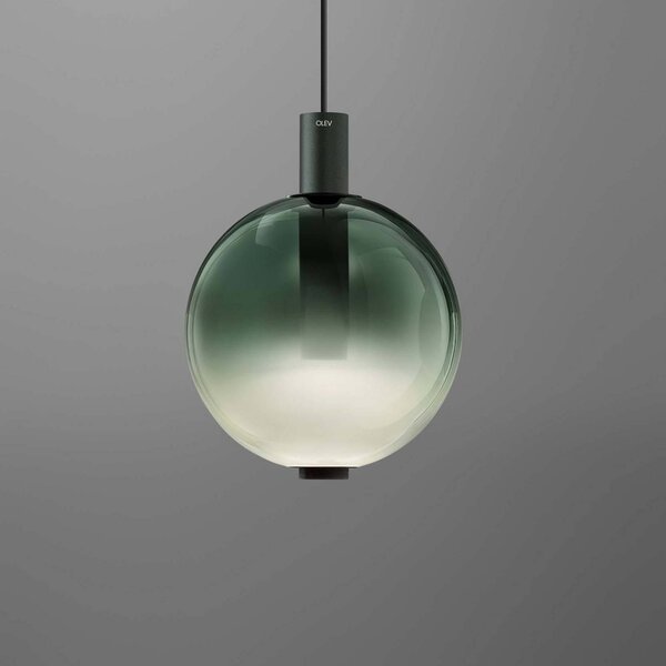 OLEV LED závěsné světlo BEAM STICK NUANCE, zelené, Ø 20 cm, 927, stmívatelný, Zelená, Obývací pokoj / jídelna, Sklo, Design