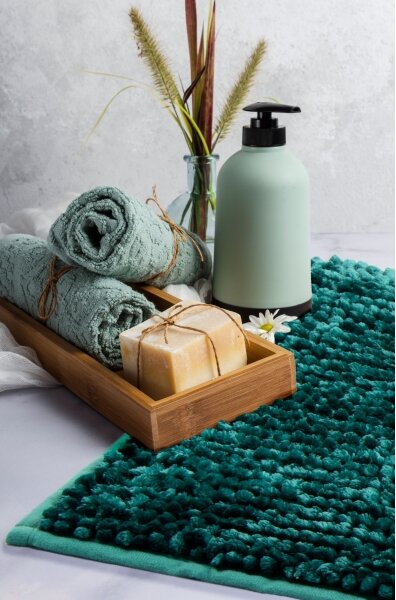 Protiskluzová koupelnová předložka CHENILLE 50x80 cm tyrkysová