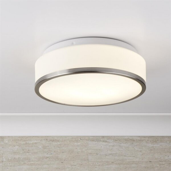 Searchlight 7039-28SS Koupelnové stropní svítidlo BENT IP44 SATIN, opálové sklo