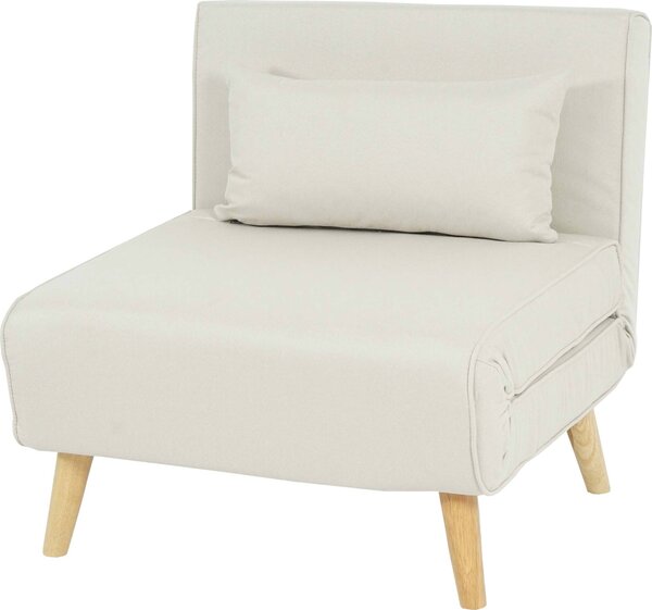 Křeslo na spaní HWC-D35, rozkládací pohovka Funkní křeslo Skládací křeslo Relaxaní křeslo křeslo pro mláde křeslo, látka/textil krémovo-béová barva