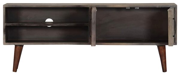 TV stolek šedý 130 x 30 x 46 cm masivní hrubý mangovník 282743