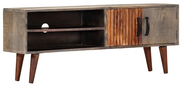TV stolek šedý 130 x 30 x 46 cm masivní hrubý mangovník 282743