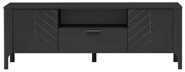 TV stolek MALUMI MM-5 | s policemi a zásuvkou | 160 cm | černá