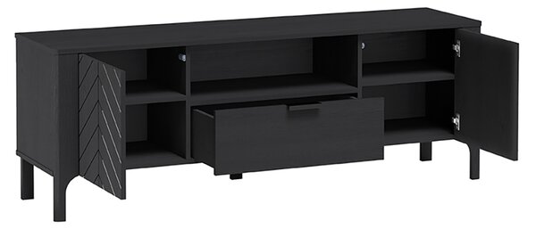 TV stolek MALUMI MM-5 | s policemi a zásuvkou | 160 cm | černá
