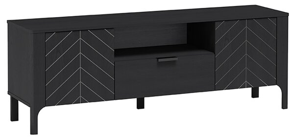 TV stolek MALUMI MM-5 | s policemi a zásuvkou | 160 cm | černá