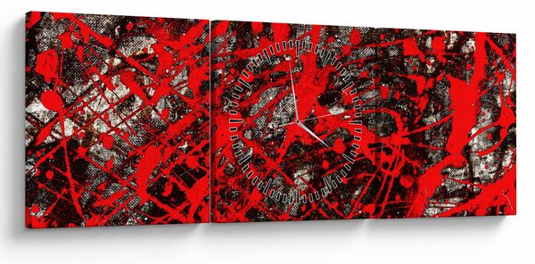 Obraz - Expresivní abstrakce (s hodinami) (90x30 cm)