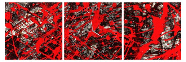 Obraz - Expresivní abstrakce (s hodinami) (90x30 cm)