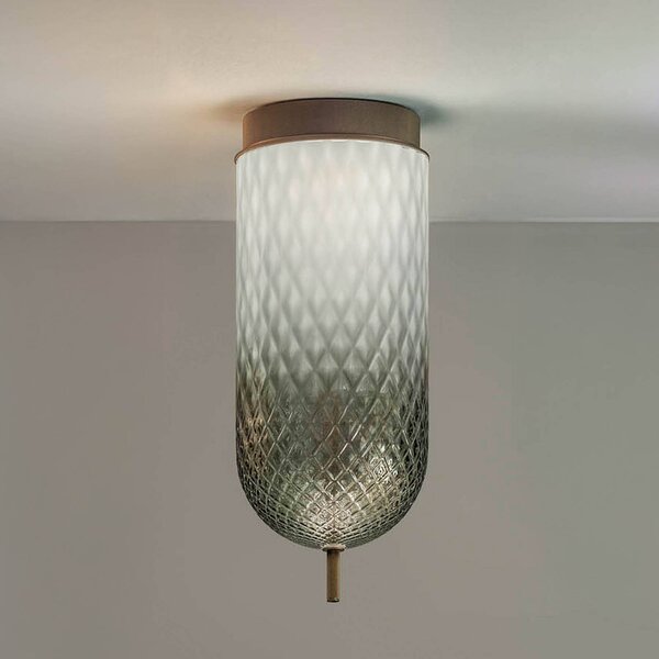OLEV LED stropní svítidlo Curuba, hnědá, sklo, výška 40 cm 2 700 K, Hnědá / rez, Obývací pokoj / jídelna, Sklo, Design