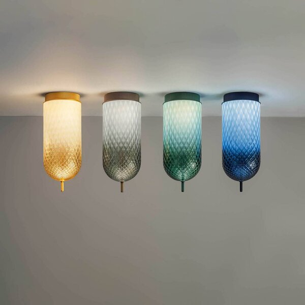 OLEV LED stropní svítidlo Curuba, hnědá, sklo, výška 40 cm 2 700 K, Hnědá / rez, Obývací pokoj / jídelna, Sklo, Design