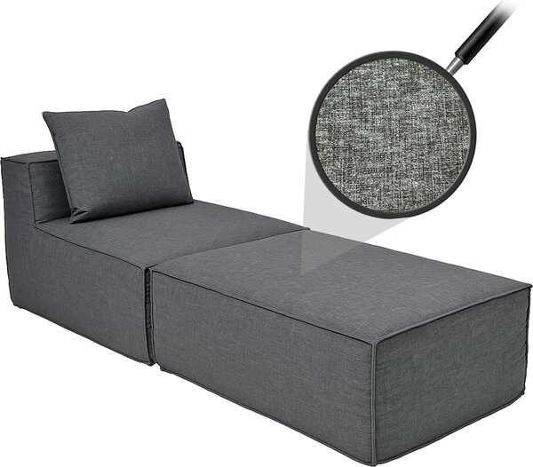 Lehátko/písluenství k pohovce HWC-O54, křeslo otoman recamiere, látka/textil (300g/m²) 63x75x194cm tmav edá