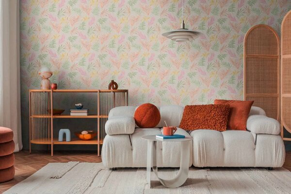 A.S. Création | Vliesová tapeta na zeď COSMO Living 79108-3 | 0,53 x 10,05 m | bílá, růžová, meruňková, zelená, bronzová