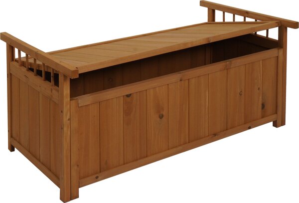 Úloná truhla HWC-O13, zahradní truhla na poltáe, jedlové dřevo 53x108x60cm pírodní