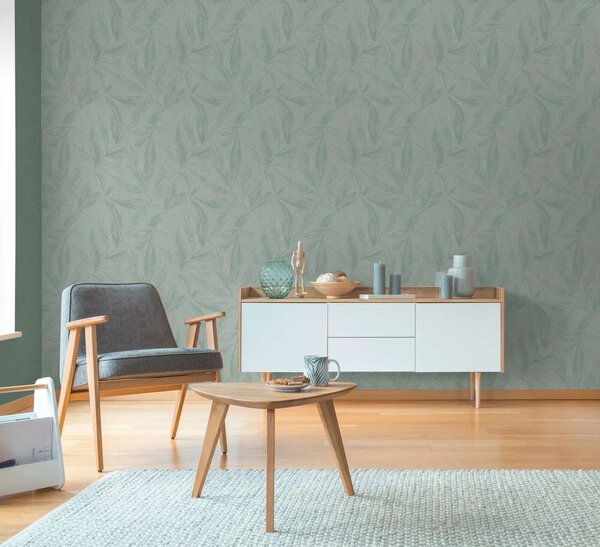 A.S. Création | Vliesová tapeta na zeď Hygge 3 79096-5 | 0,53 x 10,05 m | zelená, metalická, krémová