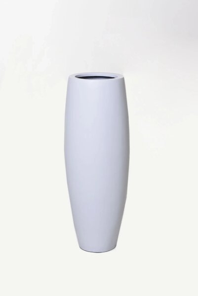 Květináč MAGNUM, sklolaminát, výška 80 cm, bílý mat