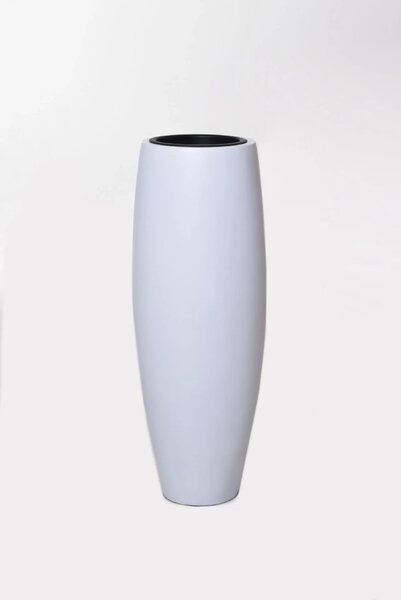 Květináč MAGNUM, sklolaminát, výška 80 cm, bílý mat