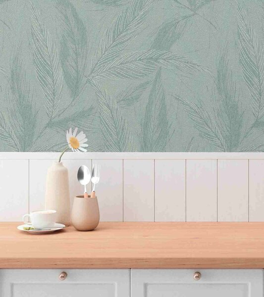 A.S. Création | Vliesová tapeta na zeď Hygge 3 79096-5 | 0,53 x 10,05 m | zelená, metalická, krémová