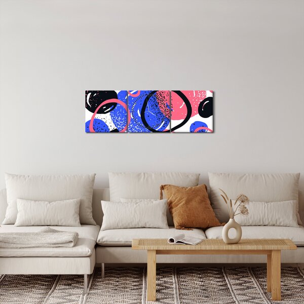 Obraz - Motiv s kruhy v živých barvách (s hodinami) (90x30 cm)