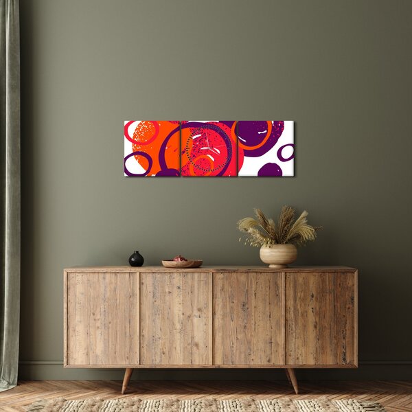 Obraz - Motiv s kruhy v teplých barvách (s hodinami) (90x30 cm)