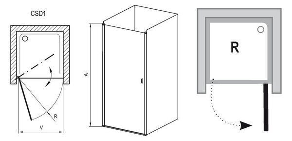 Ravak Sprchové dveře jednodílné bílé, CSD1-80 TRANSPARENT 0QV40100Z1 Profil: Bílá, Sklo: Hladké čiré CSD1-80 TRANSPARENT