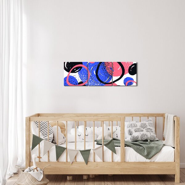 Obraz - Motiv s kruhy v živých barvách (s hodinami) (90x30 cm)