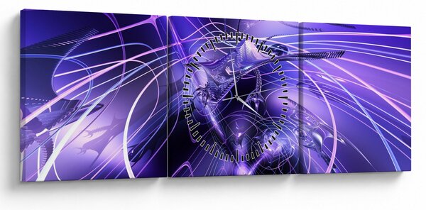 Obraz technické abstrakce (s hodinami) (90x30 cm)