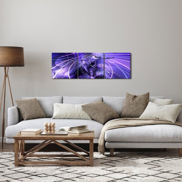 Obraz technické abstrakce (s hodinami) (90x30 cm)