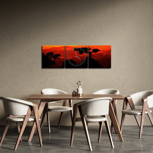 Obraz - Západ slunce (s hodinami) (90x30 cm)