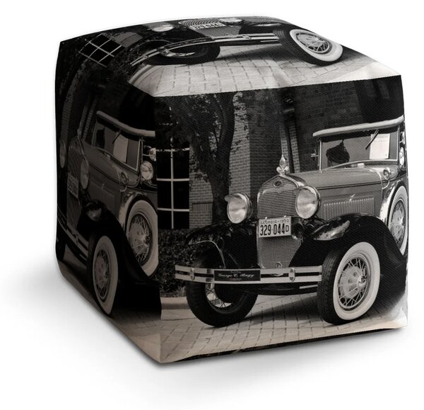 Sablio Taburet Cube Černobílý veterán - 40x40x40 cm