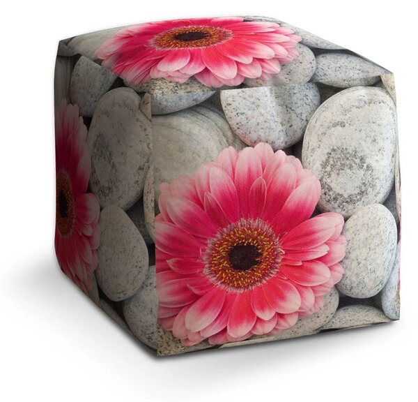 Sablio Taburet Cube Gerbera na kamenech - 40x40x40 cm