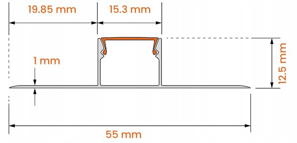 Stříbrný hliníkový profil pro LED pásek 1 m