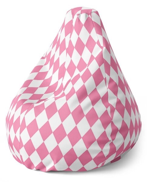 Sablio Sedací vak Pear Růžovobílé kosočtverce - 70 x 95 x 15 cm