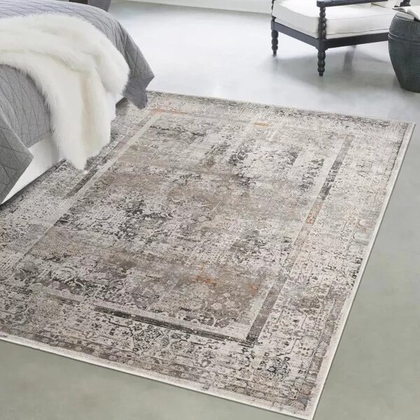 Makro Abra Moderní kusový koberec FEYRUZ S756B SHRINK Antracitový šedý Rozměr: 80x150 cm
