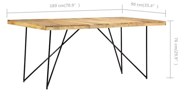 Jídelní stůl 180 x 90 x 76 cm masivní mangovníkové dřevo 282880